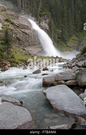 Unteren Krimmler Wasserfall, Krimml, Zell am siehe Bezirk, Nationalpark Hohe Tauern, Salzburg, Austria, Europe Stockfoto