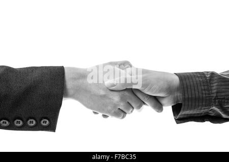 Aufnahme von zwei Business Frau Händeschütteln hautnah. Stockfoto