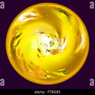 Abstrakten Bereich ähnelt gelben Planeten mit Atmosphäre in dunklen Raum. Fraktale Kunst Grafik Stockfoto