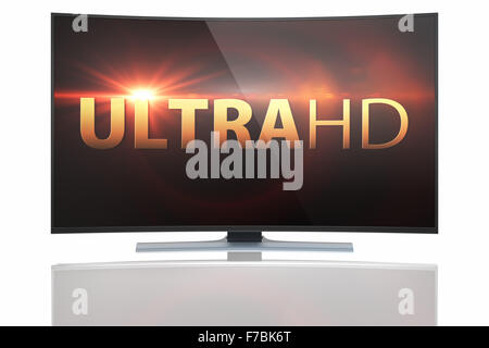 Ultra HD Smart Tv mit Curved Screen auf weißem Hintergrund Stockfoto