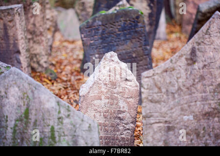 Alte jüdische Friedhof in Prag, Josefov, Tschechische Republik Stockfoto