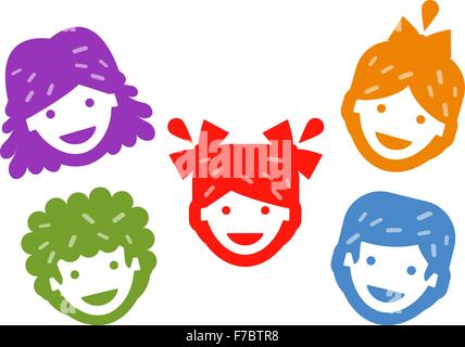 Lächelnde Kinder auf einem weißen Hintergrund. Vektor-illustration Stock Vektor