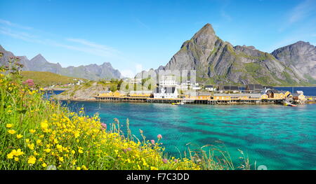 Lofoten-Inseln, Frühling Landschaft, Moskenes, Norwegen Stockfoto