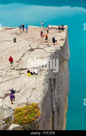 Preikestolen (Preikestolen), Lysefjord, Norwegen Stockfoto