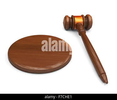 Holz Richterhammer und Resonanzboden isoliert auf weißem Hintergrund. Sehr detaillierte Render. Stockfoto