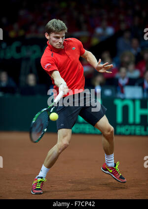 Gent, Belgien, 29. November 2015, Davis Cup-Finale, Belgien-Großbritannien, Tag 3, David Goffin (BEL) Foto: Tennisimages/Henk Koster/Alamy Live News Stockfoto