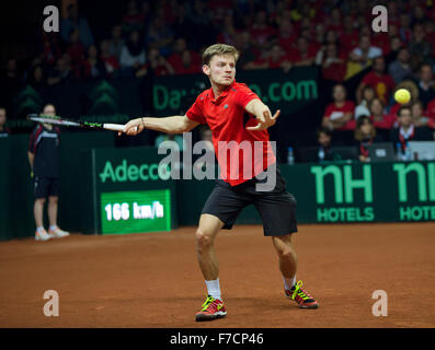 Gent, Belgien, 29. November 2015, Davis Cup-Finale, Belgien-Großbritannien, Tag 3, David Goffin (BEL) Foto: Tennisimages/Henk Koster/Alamy Live News Stockfoto