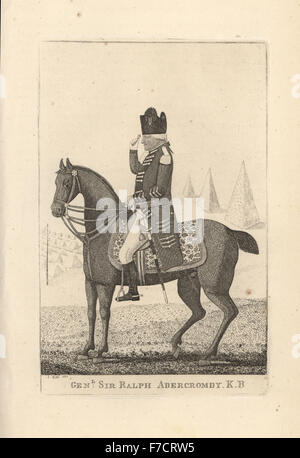 General Sir Ralph Abercromby, Anzeigen der lagerten Armee auf den Ebenen von Ägypten. Kupferstich von John Kay von A Series of Original Portraits und Karikatur Radierungen, Hugh Paton, Edinburgh, 1842. Stockfoto