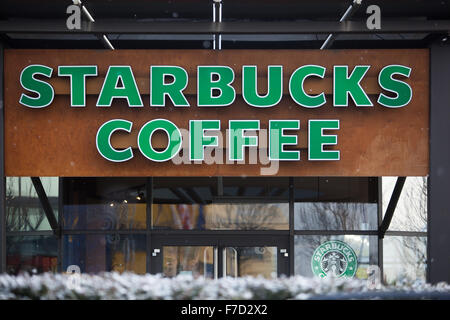 Starbucks Coffee Zeichen Prag Tschechische Republik Stockfoto