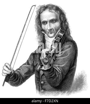 Nicolò oder Niccolò Paganini 1782-1840, italienischer Violinist, Gitarrist und Komponist Stockfoto