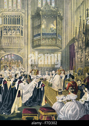 Hochzeit von Albert Edward VII., Prinz von Wales, und Prinzessin Alexandra von Dänemark im St.-Georgs Kapelle, Windsor Castle, auf 10 M Stockfoto