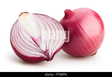 rote Zwiebeln, isoliert Stockfoto