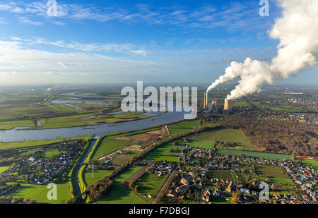 Umwandlung von Emschermündung, Mündung des Flusses Emscher in den Rhein in Dinslaken, Rhein, Dinslaken, Ruhrgebiet, Stockfoto