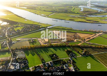Umwandlung von Emschermündung, Mündung des Flusses Emscher in den Rhein in Dinslaken, Rhein, Dinslaken, Ruhrgebiet, Stockfoto