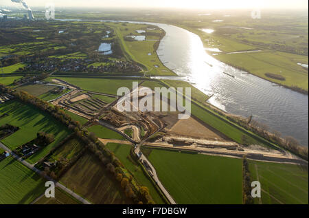 Umwandlung von Emschermündung, Mündung des Flusses Emscher in den Rhein in Dinslaken, Rhein, Dinslaken, Ruhrgebiet, Stockfoto