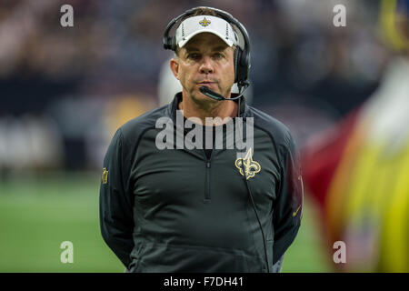 Houston, Texas, USA. 29. November 2015. New Orleans Saints head Coach Sean Payton im 1. Quartal ein NFL-Spiel zwischen den Houston Texans und die New Orleans Saints NRG-Stadion in Houston, TX am 29. November 2015. Bildnachweis: Trask Smith/ZUMA Draht/Alamy Live-Nachrichten Stockfoto