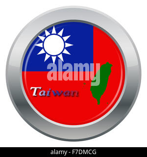 Ein Taiwan Silber Fahnensymbol isoliert auf weißem Hintergrund Stockfoto