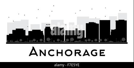 Anchorage Stadtsilhouette Skyline schwarz und weiß. Vektor-Illustration. Einfache flache Konzept für Tourismus Präsentation, banner Stock Vektor