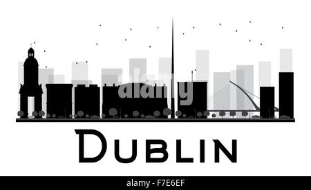 Dublin City Skyline schwarz-weiß Silhouette. Vektor-Illustration. Einfache flache Konzept für Tourismus Präsentation, banner Stock Vektor