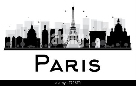 Paris City Skyline schwarz-weiß Silhouette. Vektor-Illustration. Einfache flache Konzept für Tourismus Präsentation, banner Stock Vektor