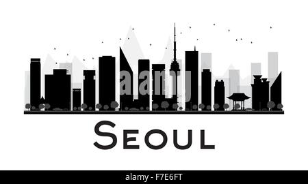 Seoul City Skyline schwarz-weiß Silhouette. Vektor-Illustration. Konzept für Tourismus Präsentation, Banner, Plakat oder web Stock Vektor