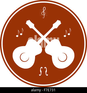 Vektor-Illustration Musik Logo, Zeichen, Symbol oder Icon mit Gitarren. Stockfoto