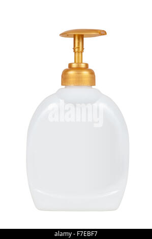 Leere Flüssigseife Dispenser isoliert auf weißem Hintergrund mit Beschneidungspfad Stockfoto