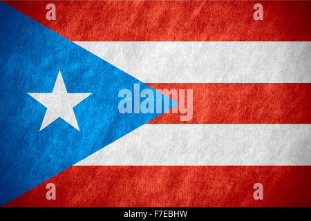 Flagge von Puerto Rico oder Puerto Rican Banner auf Leinwandtextur Stockfoto