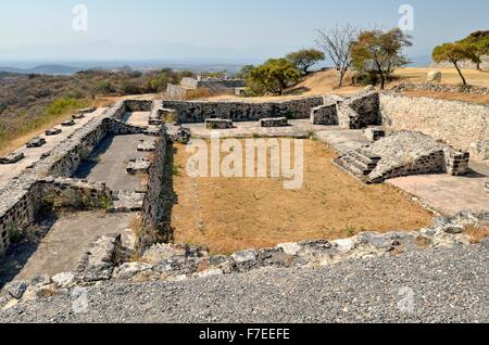 Terrasse Hundido, Ruinen von Xochicalco, Cuernavaca, Morelos, Mexiko Stockfoto