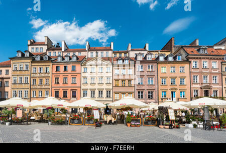 Marktplatz, Restaurants, Altstadt, Warschau, Masowien, Polen Stockfoto