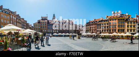 Marktplatz, Restaurants, Altstadt, Warschau, Masowien, Polen Stockfoto