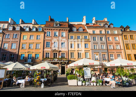 Marktplatz, Restaurants, Altstadt, Warschau, Masowien, Polen Stockfoto