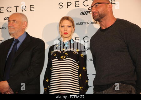 James Bond "Spectre" Photocall im The Grand Hotel Amsterdam mit: Michael J Wilson, Lea Seydoux, Dave Batista Where: den Haag, Niederlande: 28. Oktober 2015 Stockfoto