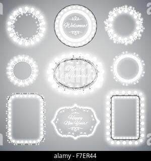 Weiße Weihnachtsbeleuchtung umrahmt Stock Vektor