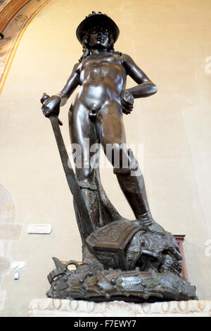 David von Donatello (1386-1466) Bronze mit Spuren von Vergoldung Museo Nazionale del Bargello - Florenz, Italien Stockfoto