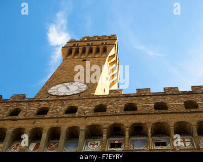 Uhr Turm des Palazzo Vecchio - Florenz, Italien Stockfoto
