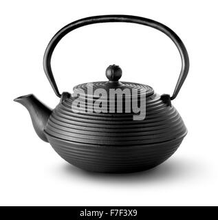 Schwarzen chinesischen Teekanne isoliert auf weißem Hintergrund Stockfoto