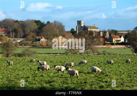 Cley Kirche und Dorf, North Norfolk, england Stockfoto