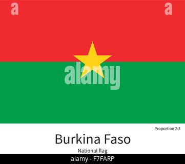 Nationalflagge von Burkina Faso mit korrekten Proportionen, Element, Farben Stock Vektor