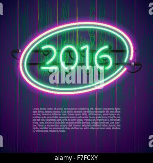 Ultraviolett strahlende Leuchtreklame 2016 Stock Vektor