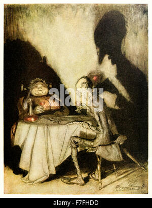 "Jack Sprotte und seine Frau." von "Mother Goose - die alte Kinderreime" Illustration von Arthur Rackham (1867-1939). Siehe Beschreibung für mehr Informationen. Stockfoto