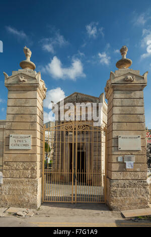 Eingang zur St. Pauls Katakomben in Rabat, Malta. Stockfoto