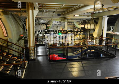 Der Maschinenraum des Queen Mary Liners Stockfoto