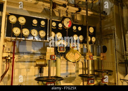 Der Maschinenraum des Queen Mary Liners Stockfoto