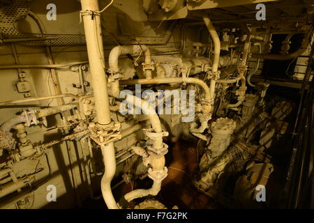 Der Maschinenraum des Queen Mary Liners Stockfoto