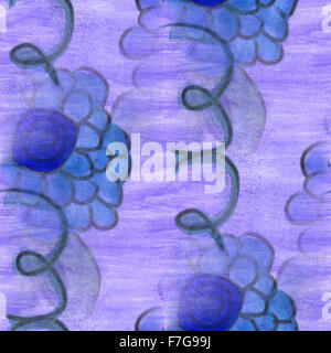 Blumen Muster Textur Aquarell handgemachte nahtlose Textur violett blaue Trauben für Ihre website Stockfoto