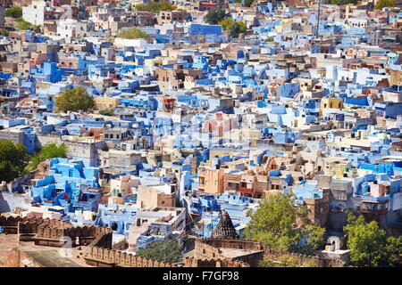 Jodhpur - Blick vom Meherangarh Fort in Jodhpur, die blaue Stadt von Rajasthan, Indien Stockfoto