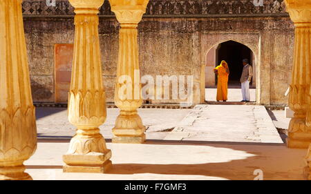 Amer Fort / Amber Fort, bei Amer 11km in der Nähe von Jaipur, Rajasthan, Indien Stockfoto