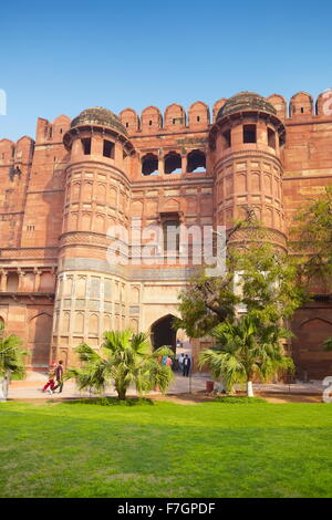 Agra Red Fort - Amar Singh Gate, befestigten Haupttor, Agra, Indien Stockfoto