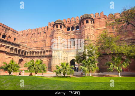 Agra Red Fort - Amar Singh Gate, befestigten Haupttor, Agra, Indien Stockfoto